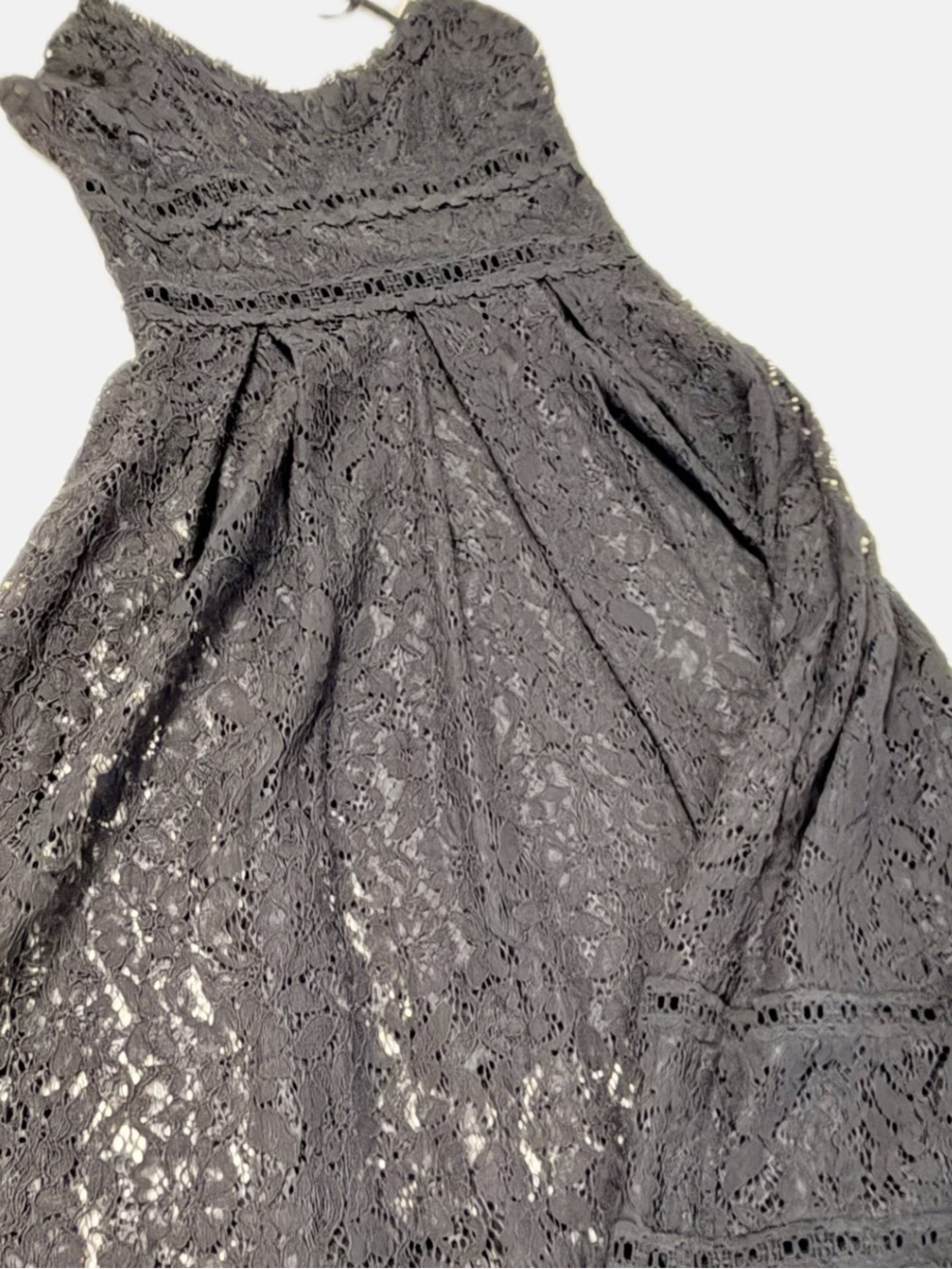 NSR Nordstrom Rack Black Crochet Lace Midi Fit Flare Dress Women Size M